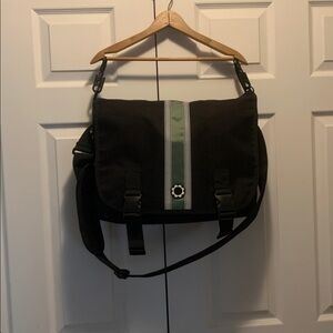 Dadgear Black and Green Messenger diaper Bag